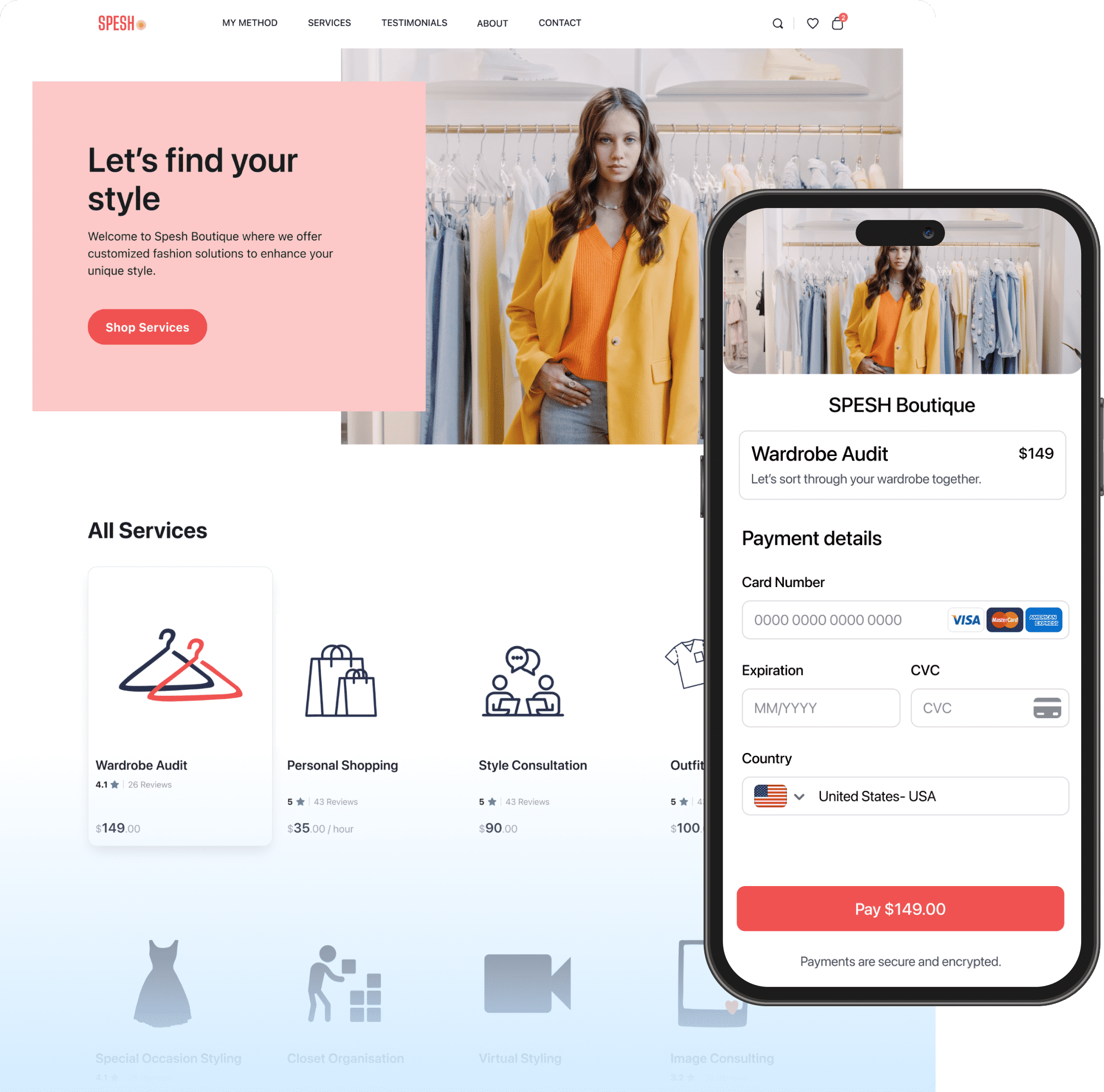 Blatt-näyte kassasivu myytäville palveluille ja tilauksille.