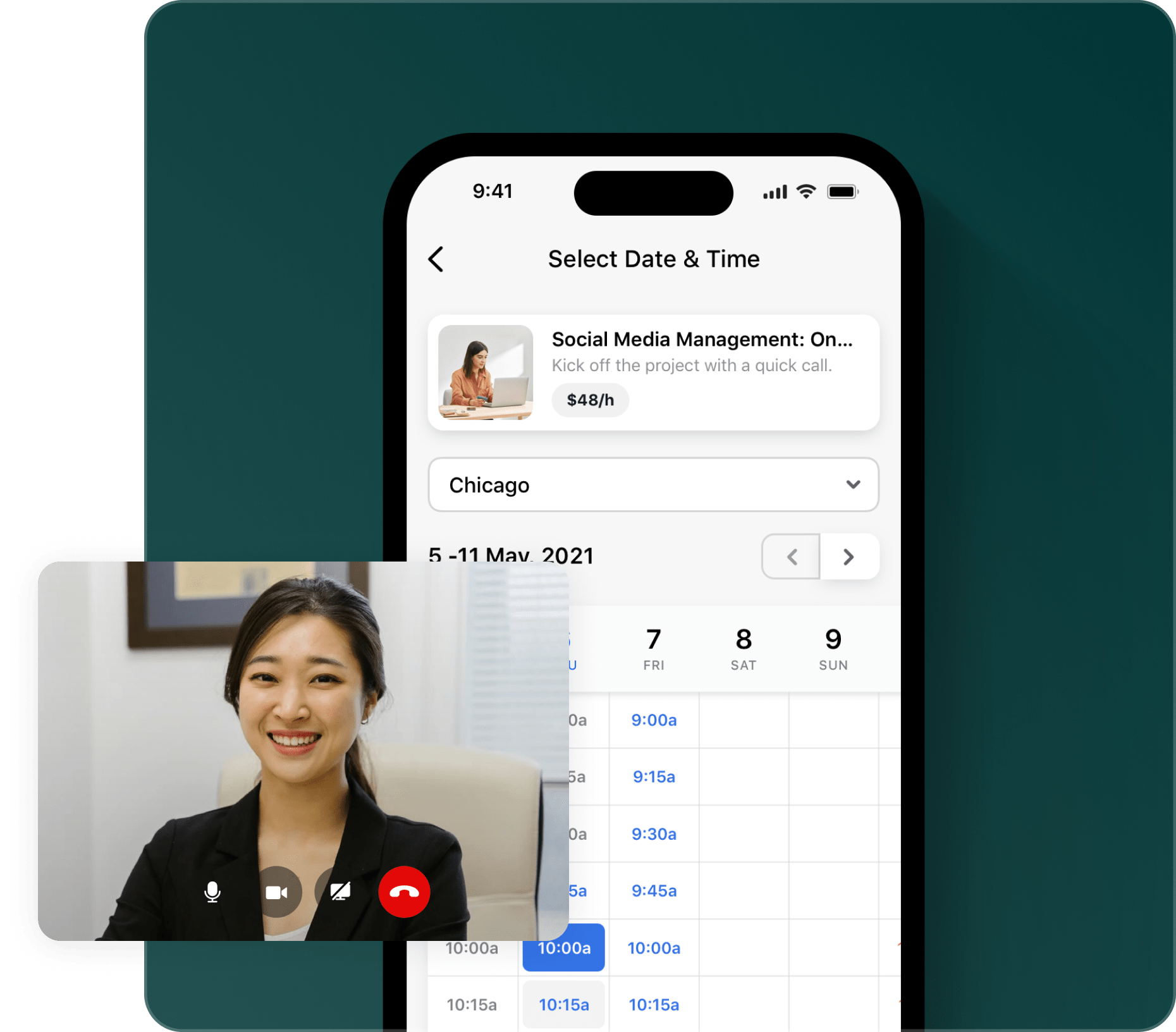 Blatt näytekalenteri automatisoitua online-ajanvaraustoimintoa varten.